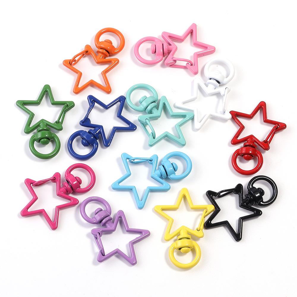 10pcs Colorful Heart Star Moon Shaped Lobster Clasp Snap Hooks Lobster Clasps DIY Key Ring Bags Chains Jewelry Making Findings