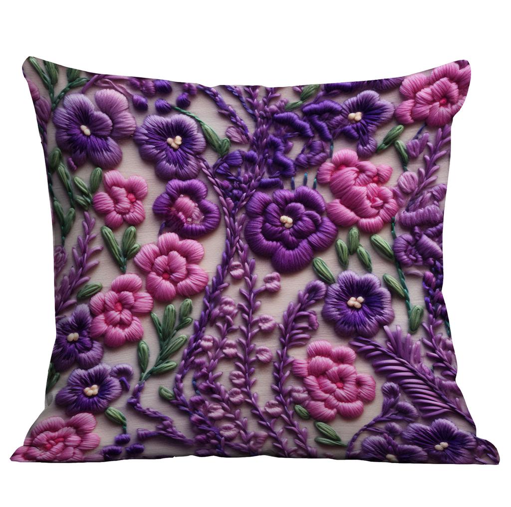 New Imitation Embroidered Floral Pillowcase Short Velvet Double-sided Printed Home Sofa Cushion Pillowcase