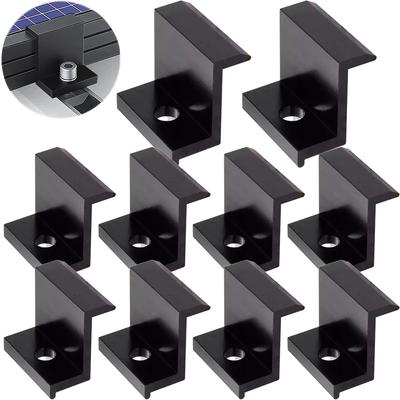 10Pcs End Clamp Spare Parts Accessories Aluminum Alloy Racking Replacement Solar Panel Assembly Black Brand New