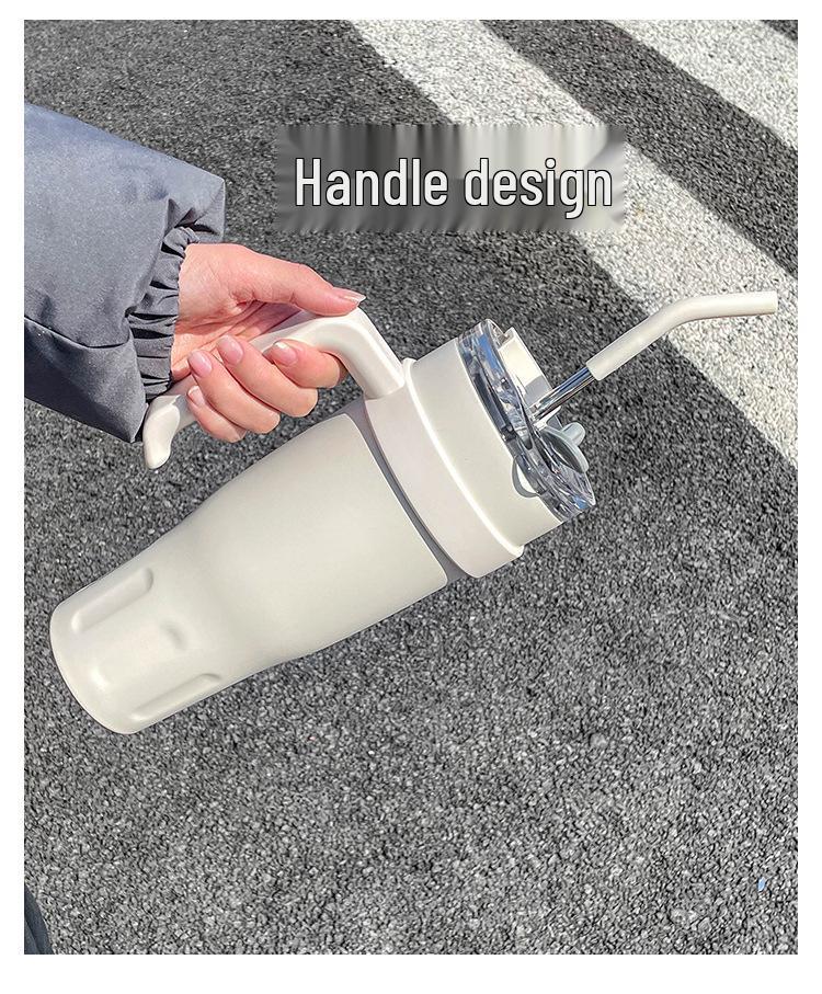 Tazza termica a doppia bevanda di grande capacità con cannuccia e manico - Ideale per sport all'aperto e ufficio