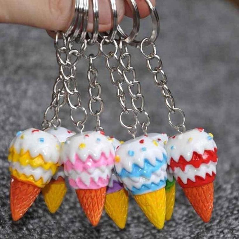 1 Pcs Random Creative Resin Simulation Food Ice Cream Ice Cream Keychain Pendant Gift