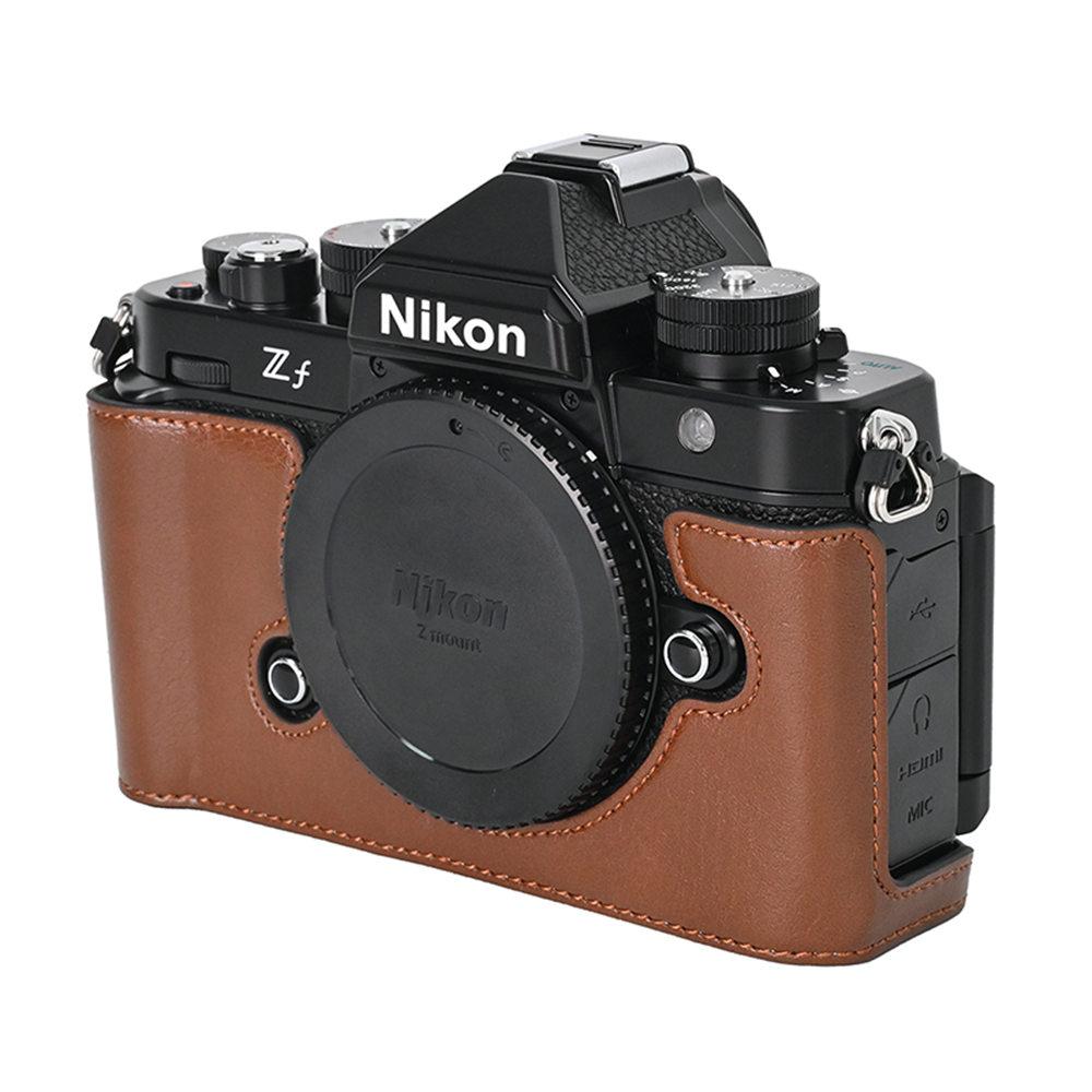 Skórzany Półetui na Aparat For Nikon Zf ZF Otwór na Baterię Dolna Pokrywa