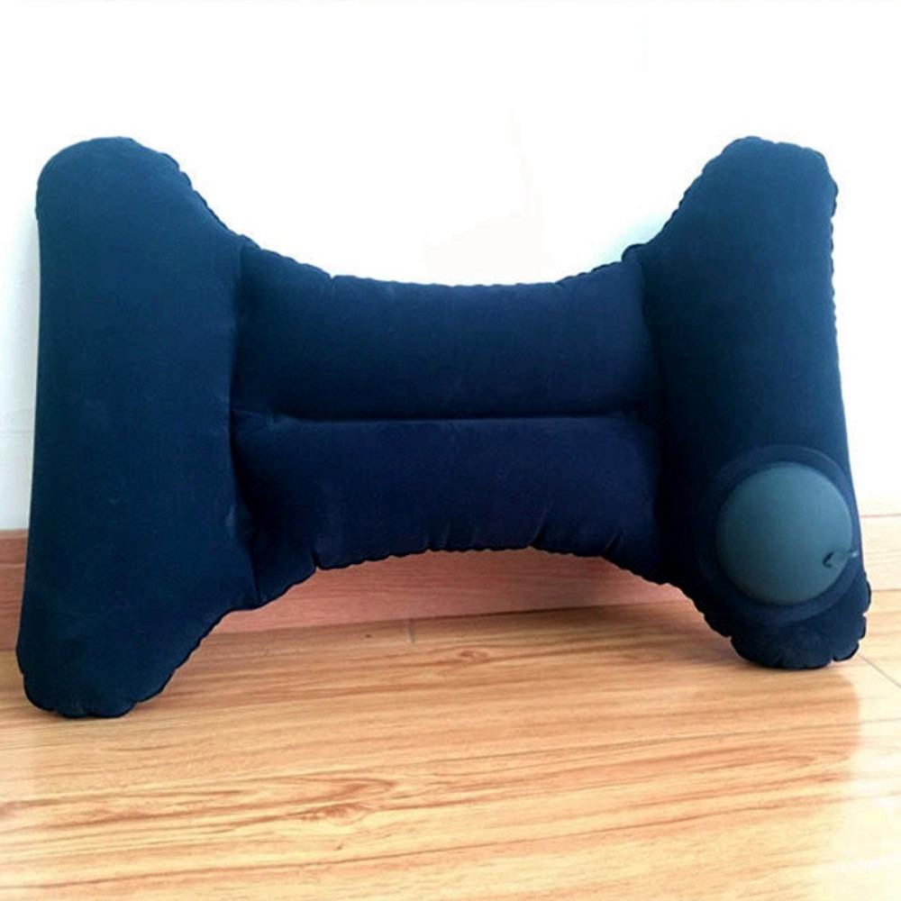 New Flocking PVC Inflation Lumbar Pillow H-type Inflatable Aircraft Lumbar Pad Grey Blue Nursing Waist Pillow Office