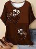 Vintage Sommer Damen T-Shirt Herzförmiger Aufdruck Locker Lässig Große Größen Kurzarm Rundhals T-Shirts 2026 Y2k Damenbekleidung