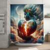 Surreal Earth Heart Shower Curtain - Waterproof, Mildew-Resistant, Machine Washable For Dreamy Bathroom Decor
