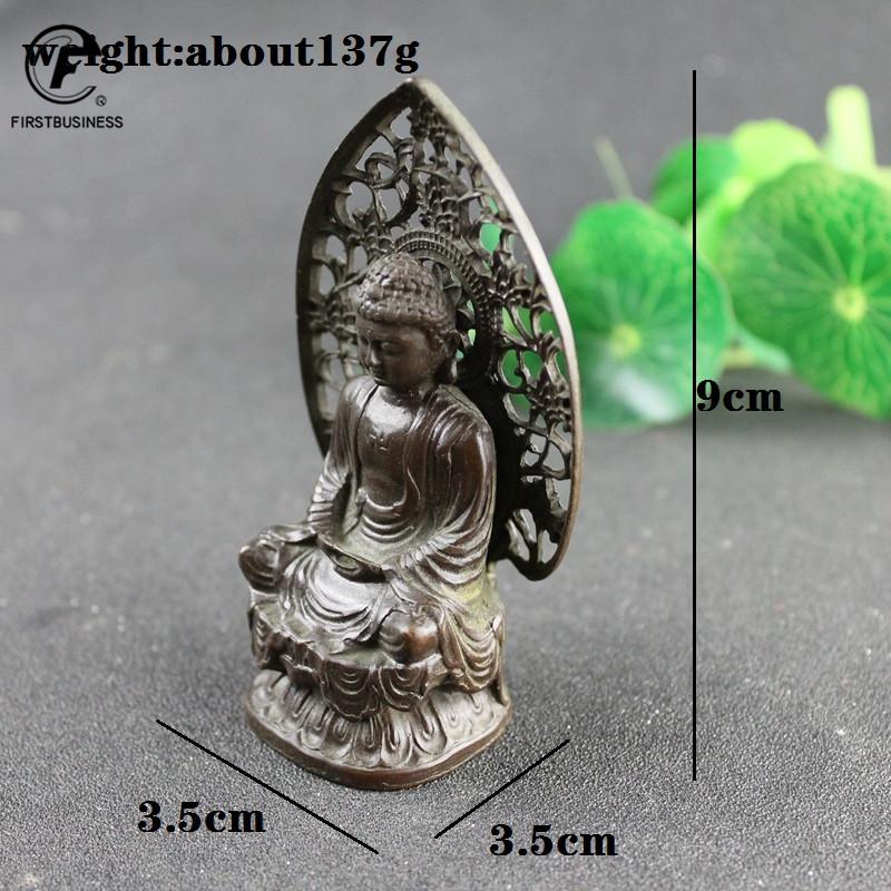 Antique Copper Buddha Statue Home Decor Accessories for Living Room Small Ornaments Retro Brass Office Desk Miniature Figurines