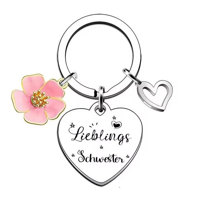 Gift for Sister Best Friend Keychain Diamond Flower Encouragement Gift Female Friendship Pendant Jewelry Keychain for Backpack Bag Pendant