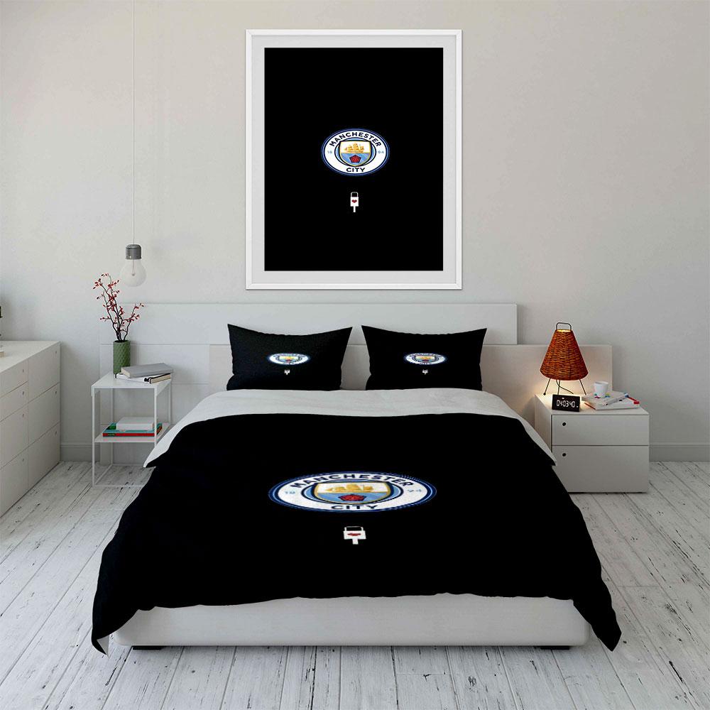 Diseño del logo del Manchester City. Juegos de cama Juegos de fundas nórdicas Fundas nórdicas Fundas de almohada(1* Funda de edredón 2* Fundas de almohada sin relleno de edredón)