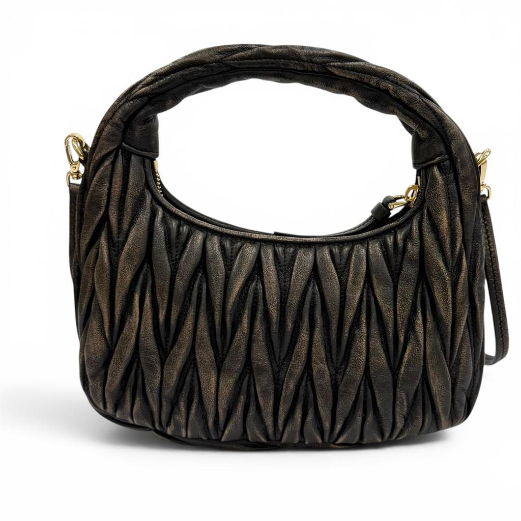 Excellent MIUMIU Shoulder Bag Wonder Matelassé Leather Hobo Bag Leather Women Used