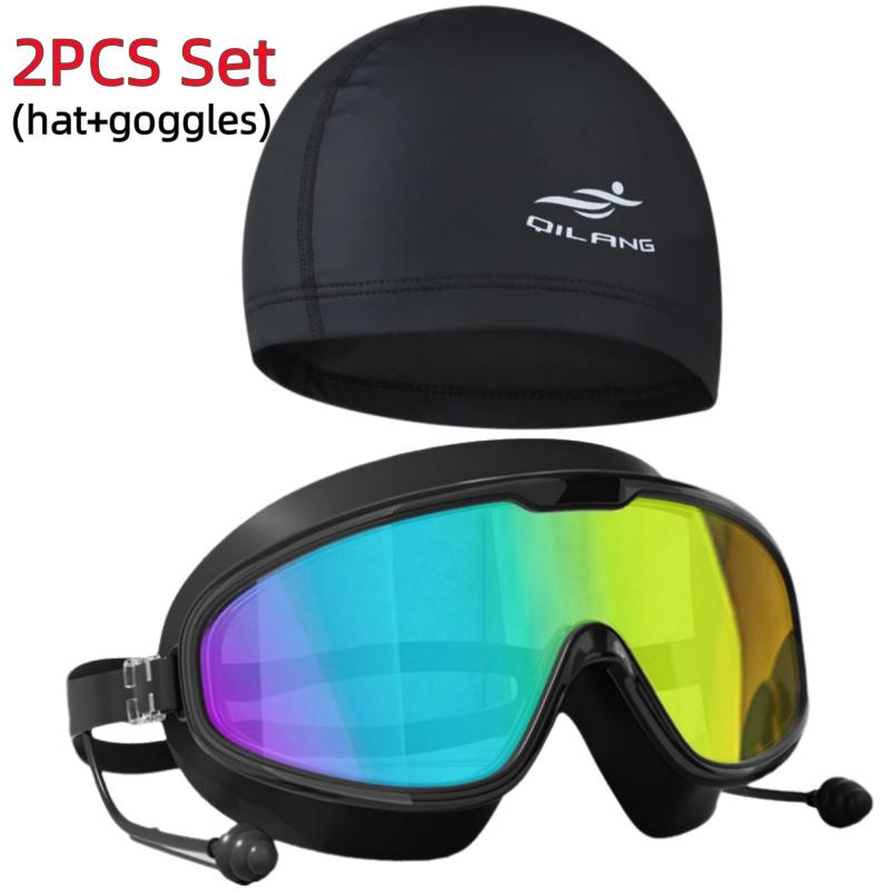 Swimming Goggles Big Frame Swimming Goggles Big Frame HD Wide View Anti-Fog UV Protection Swimming Goggles for Adults No Leaking