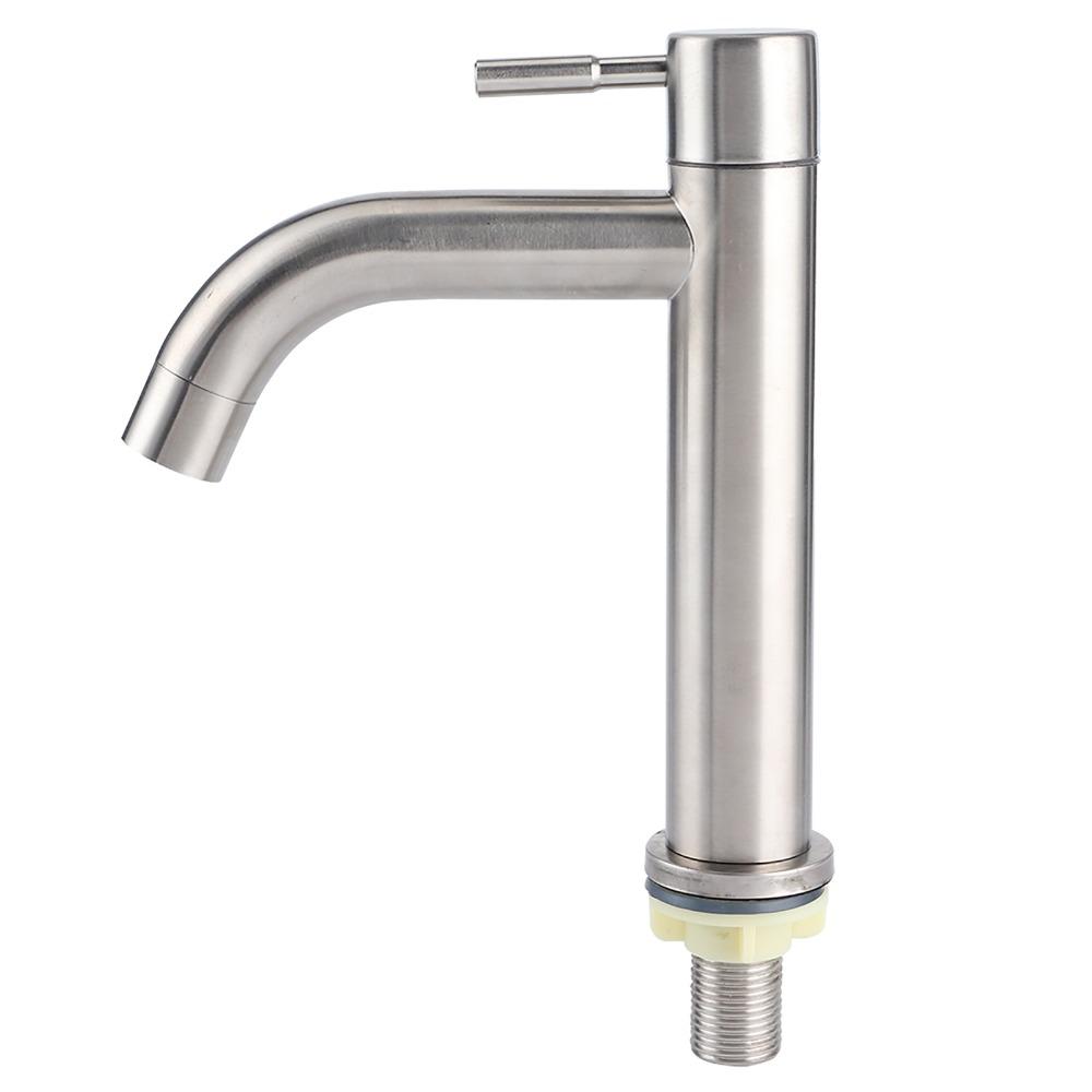Moderne Geborstelde Afwerking Kraan Enkel Koud Water Enkel Gat Waterkraan Enkele Hendel G1/2 Schroefdraad Wastafelkraan Badkamer