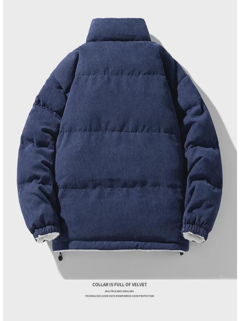 Trendy Corduroy Men's Double-Sided Cotton Jacket: Winter Lambskin & Velvet, Warm Couple's Wear