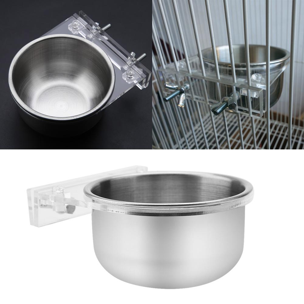 Bird Cage Food Water Feeder Bowl Rack Parakeet Cage Accessories