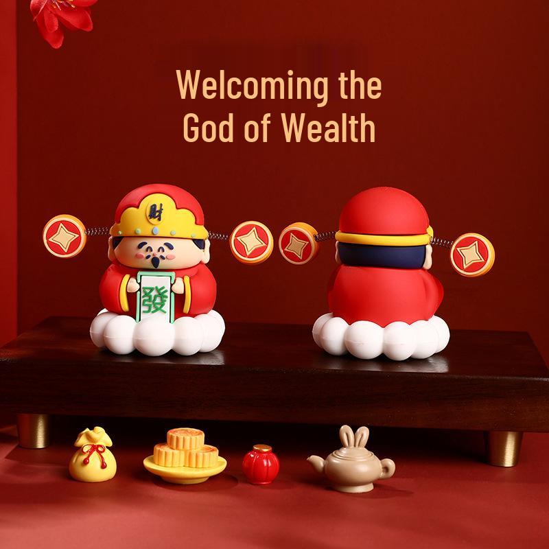 Graceful Genuine Creative Little God of Wealth Car Ornament: New Year Fortune-Attracting Decoration and Small Gift.