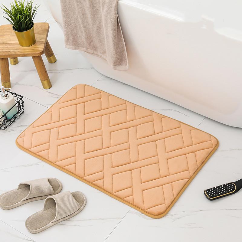 Inyahome Soft Step Premium Memory Foam Bathroom Rug Super Absorbent Non Slip Machine Washable Quick Dry Bath Mat Bathroom Rug
