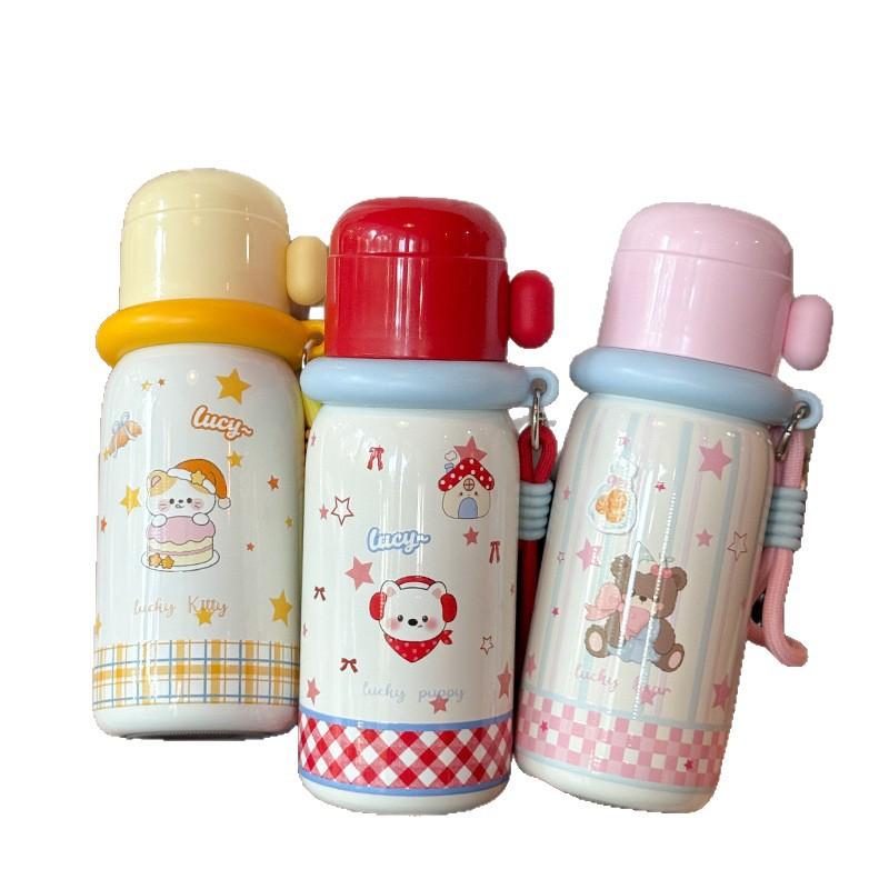 Water bottle new 1011 large capacity cartoon thermos cup L student big belly double drinking cup outdoor hand thermal insulation water