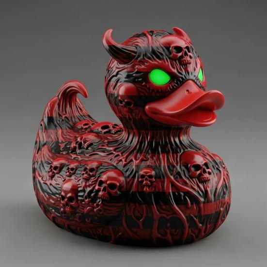 Devil Skull Duck Figurine Gothic Punk Halloween Duck Ornament Resin Demon Duck