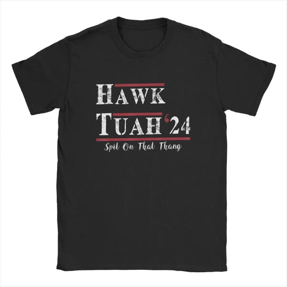 Men T-Shirt Hawk Tuah 24 Spit On That Thang Casual 100% Cotton Tee Shirt Short Sleeve Hawks T Shirt Crewneck Clothes 4XL
