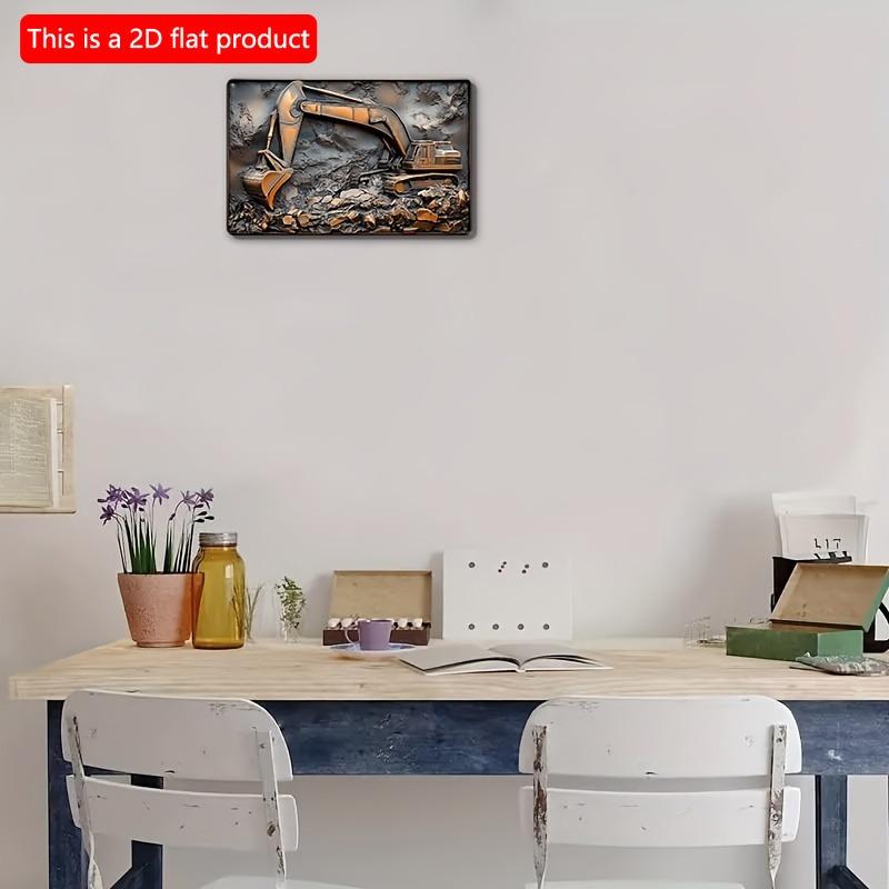 2d Flat 30*20cm, Wooden Sign Wall Hanging Excavator, Garland Sign, Home Decoration, Decorative Wall Poster, for Home, Kitchen, Garden, Bedroom, Bar.