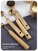 Acacia Wood Handle Stainless Steel Measuring Cups & Spoons Set - 8-Piece for Baking & Bartending