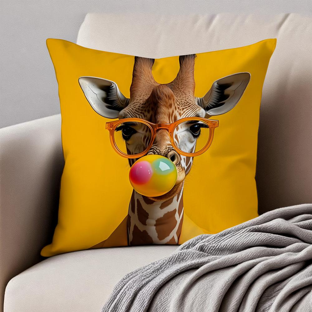 Vibrant Animal Bubble Fashion Tiger Cushion Cover Pillowcase Antidustmite Invisible Zipper Short Plush Sofa Cushion
