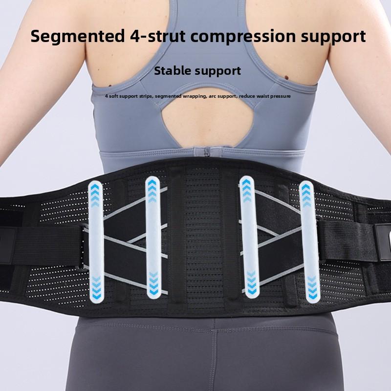 Back Brace for Men Women, Adjustable Breathable Lumbar Brace with 4 Flexible Support Strips for Daily Workout Work Wear