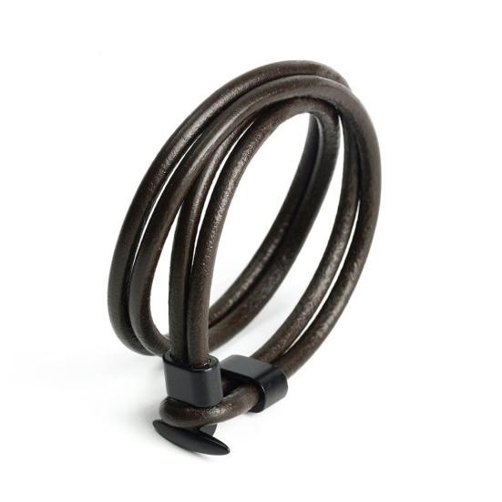 

Женский и мужской многослойный браслет из искусственной кожи с якорем в стиле панк, подарок