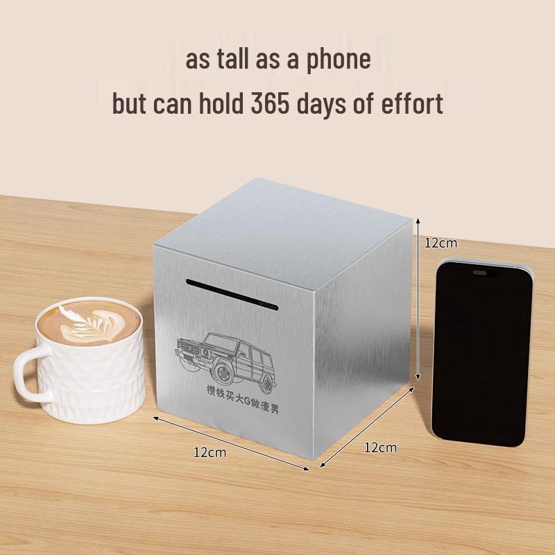 Large Capacity Stainless Steel Piggy Bank: Durable, Non-Removable, Drop-Proof Money Box for Adults & Kids