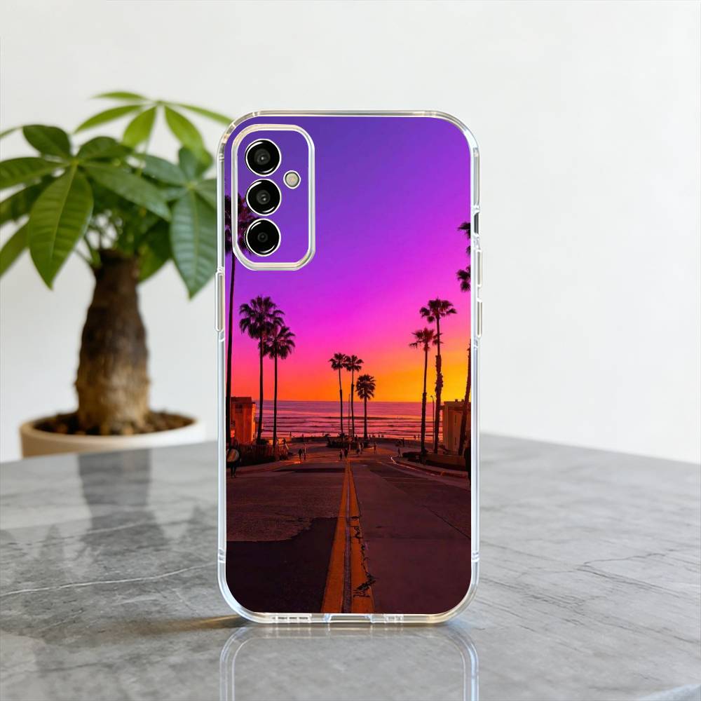 

Seaside Sunset Phone Case Transparent Silicone Soft For SamsungA10,12,20,21S,30,31,40,50,51,52,70,71 Samsung a31