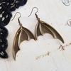 Gothic Punk Large Black Vampire Bat Wings Dangle Earrings for Women Men Hallowmas Party Demon Slayer Personality Jewelry Gifts