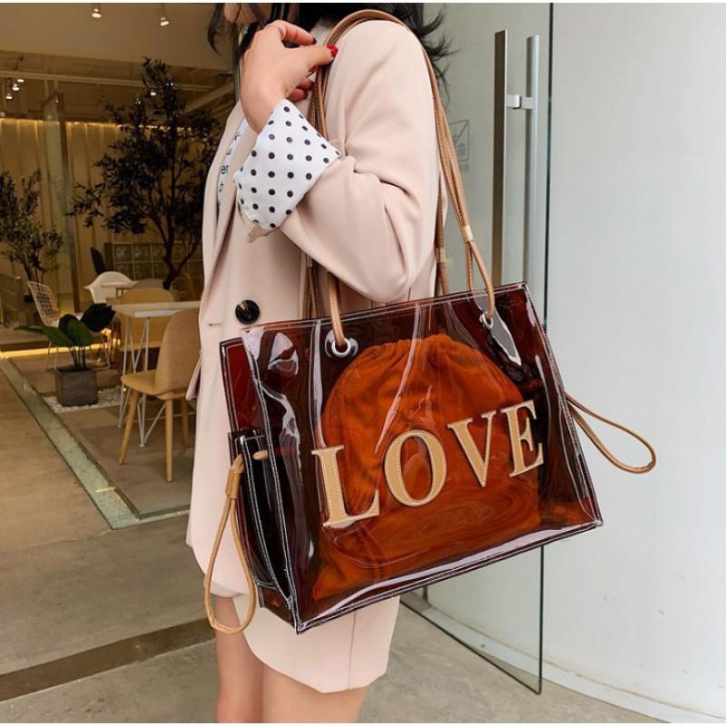Tote Bag Large-capacity Transparent Jelly One-shoulder Cross-body Trendy 2026 New Korean Style Women s Cross-border