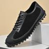 Handmade Leather Men Shoes Casual Lace Up Sneakers Breathable Leather Anti-slip Wearable Shoes Flats Fashion Running Moccasins