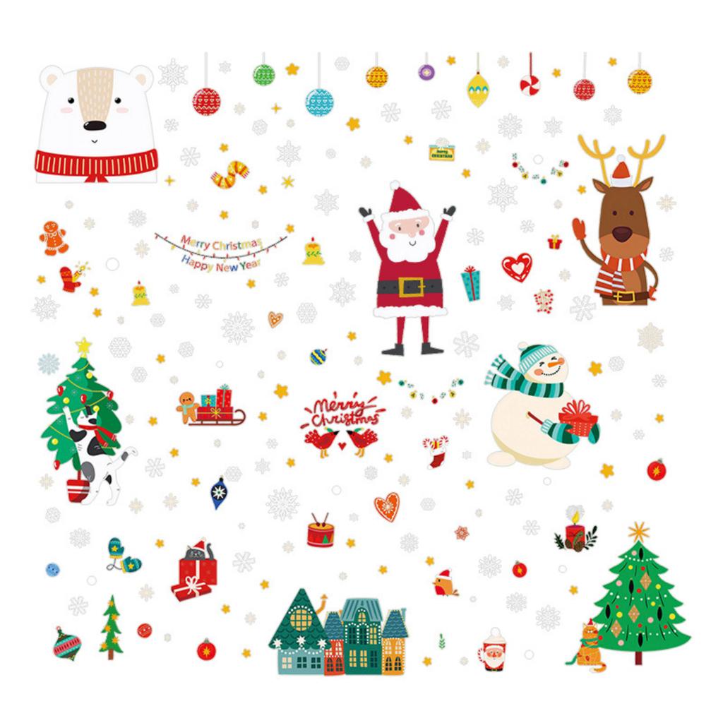 Christmas Static Cling Window Stickers for Living Room Bedroom Holiday Party Decorations