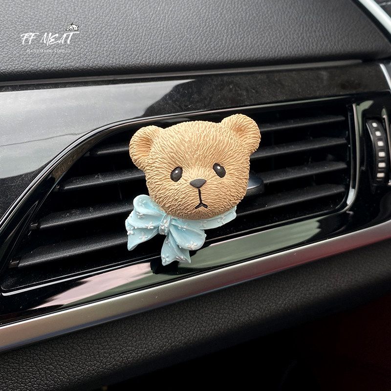 Retro Style Cute Bows Bear Young Adult Car Aromatherapy Diffuse Plaster Car Air Outlet Ornament Complete Collection