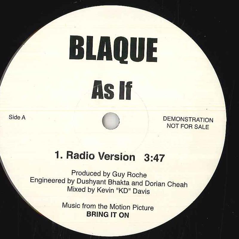 

12inch Record BLAQUE - As IF NONE NONE Rap & Hip-Hop/R&B Used