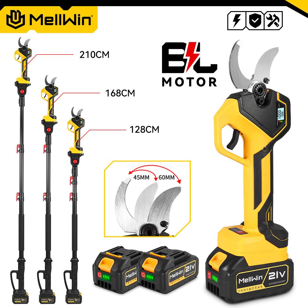 MELLWIN 2IN1 Brushless Electric Pole Pruner Shear With 180CM Telescoping Pole Garden Pruner Shear Tool For Makita 18VBattery Pin