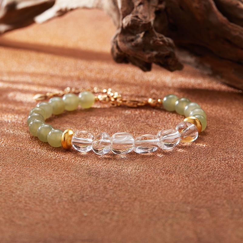 Natural White Crystal Hetian Jade Necklace Women'S Clavicle Chain Set S925 Sterling Silver Xiaohongshu New Earrings