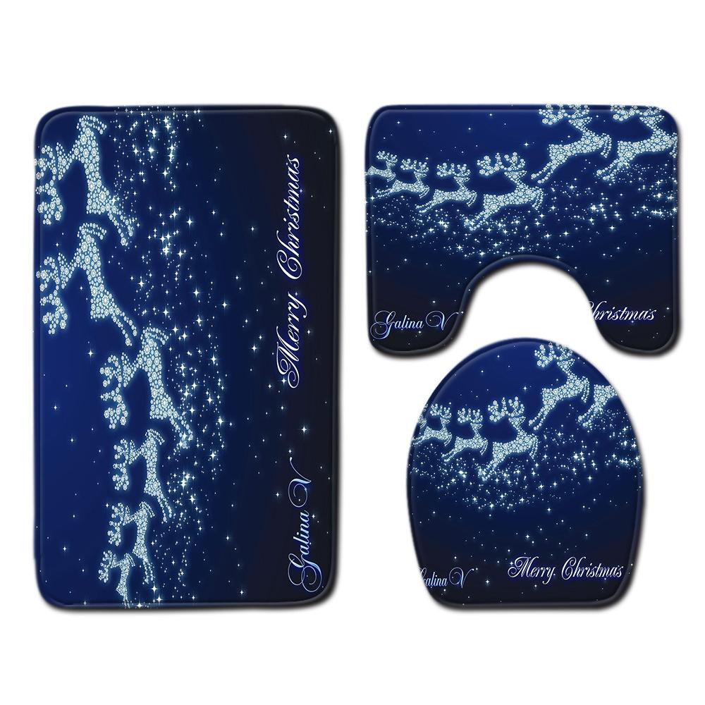 Christmas Bathroom Floor Mat Toilet Three-Piece Set