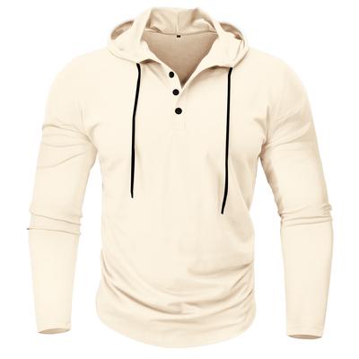 Men's Outdoor Sports Hoodies Men Slim Fit Long Sleeved Drawstring Hooded T Shirt Breathable Casual Sweatshirts Hoodie Tees