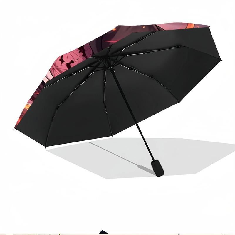 Parapluie Automatique Ouverture Fermeture Impression Demon Slayer, Parapluie Pliable Portable, pour les Trajets Extérieurs, les Voyages en Camping, Cadeau d'Anniversaire Idéal