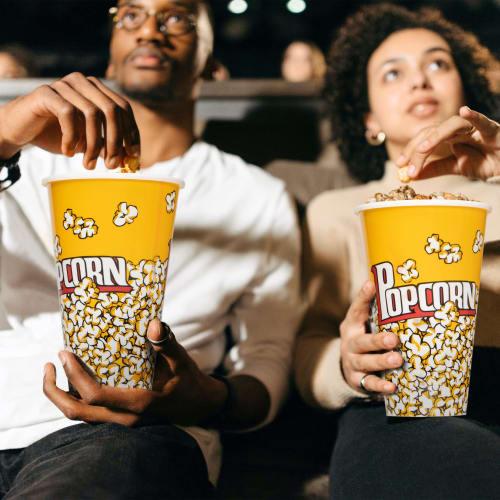 Novelty Place Retro-Style Plastic Popcorn Containers for Movie Night - 7" Tall X 4.5" Top Diameter (3 Pack)
