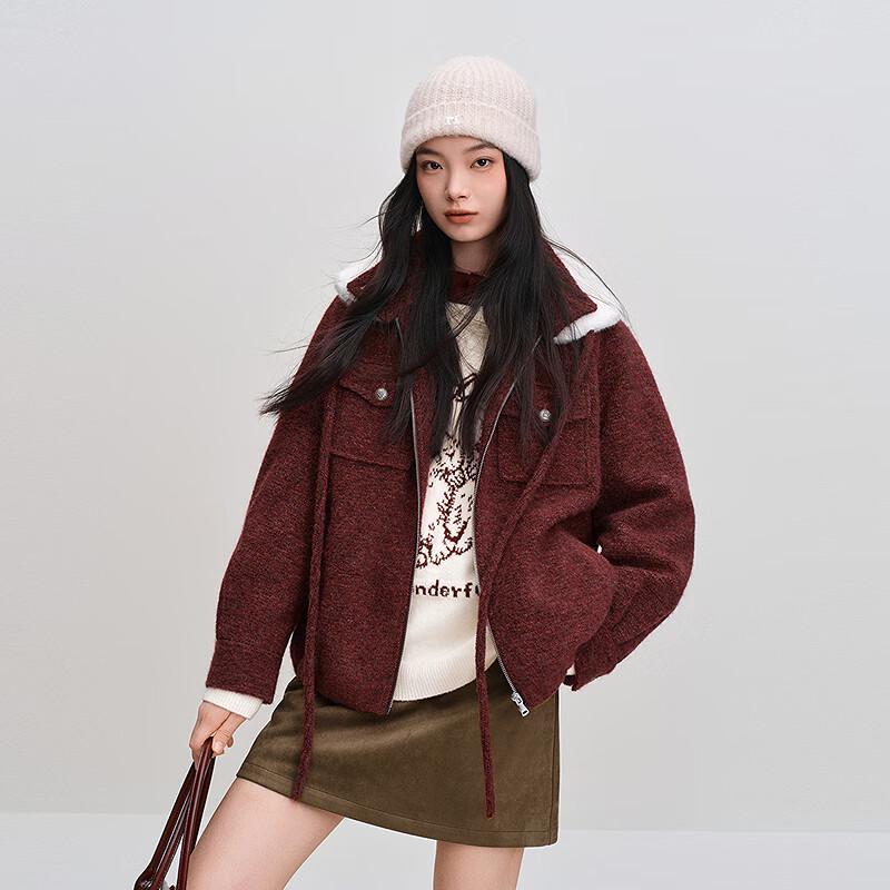 Ledin Retro Detachable Fur Collar Winter Jacket S