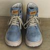 Autumn High Top Casual Retro Washed Denim Boots with Big Toe and Thick Sole, Fashionable Short Boots