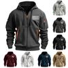 Herren Sport Casual Hoodie Hoodie Cardigan Reißverschluss Multi-Pocket Hoodie Mantel