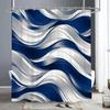 Black Wave Line Geometric Modern Minimalist Art Shower Curtain Printed Fabric Bathroom Decorative Shower Curtain With Hooks