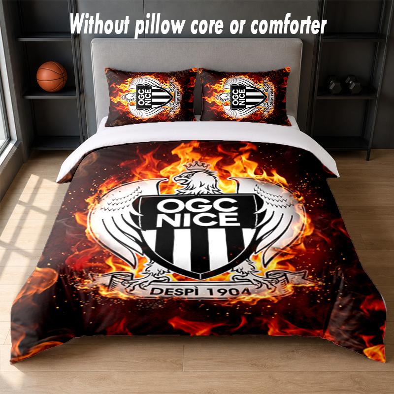 OGC Nice FC Design Bed Bedding Set 1 Duvet Cover + 2 Pillowcases Soft Breathable Household Bed Linens