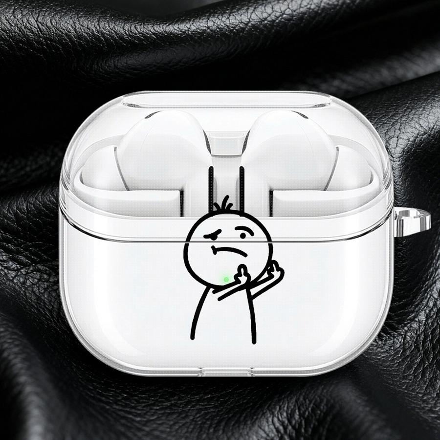 Case For Samsung Galaxy Buds 2Pro 3 FE Live 3Pro 4Pro 4 Pro 2 Clear Earphone Cases Cover With Hook Cartoon Cool Stickman