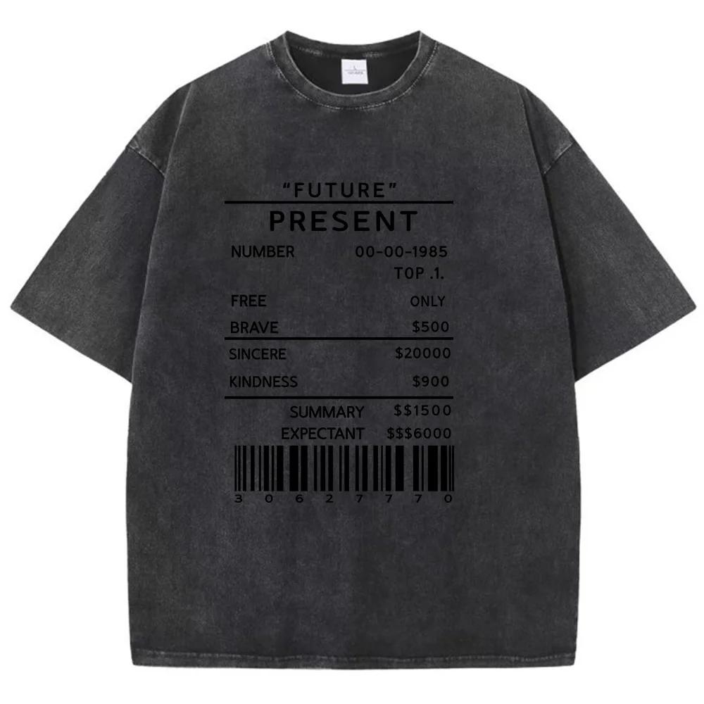 Future Present Black Number Barcode Man Tee Shirt Graphic Sports Tee Clothing High-Quality T Shirt Cute Fashion Clothing
