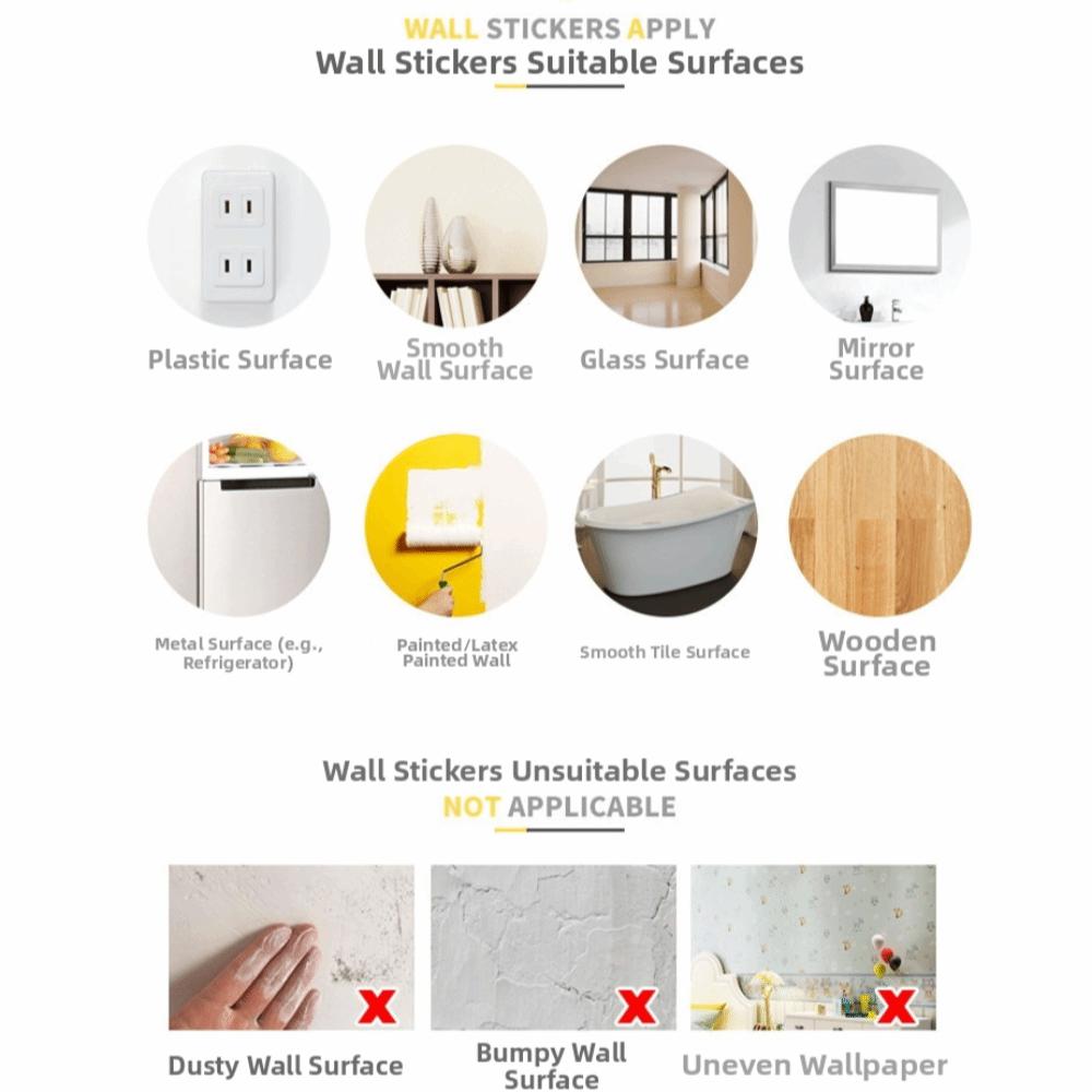 Self-Adhesive Wall Decals PVC Peel and Stick Decals Durable Inspirational Wall Art  For Bedroom