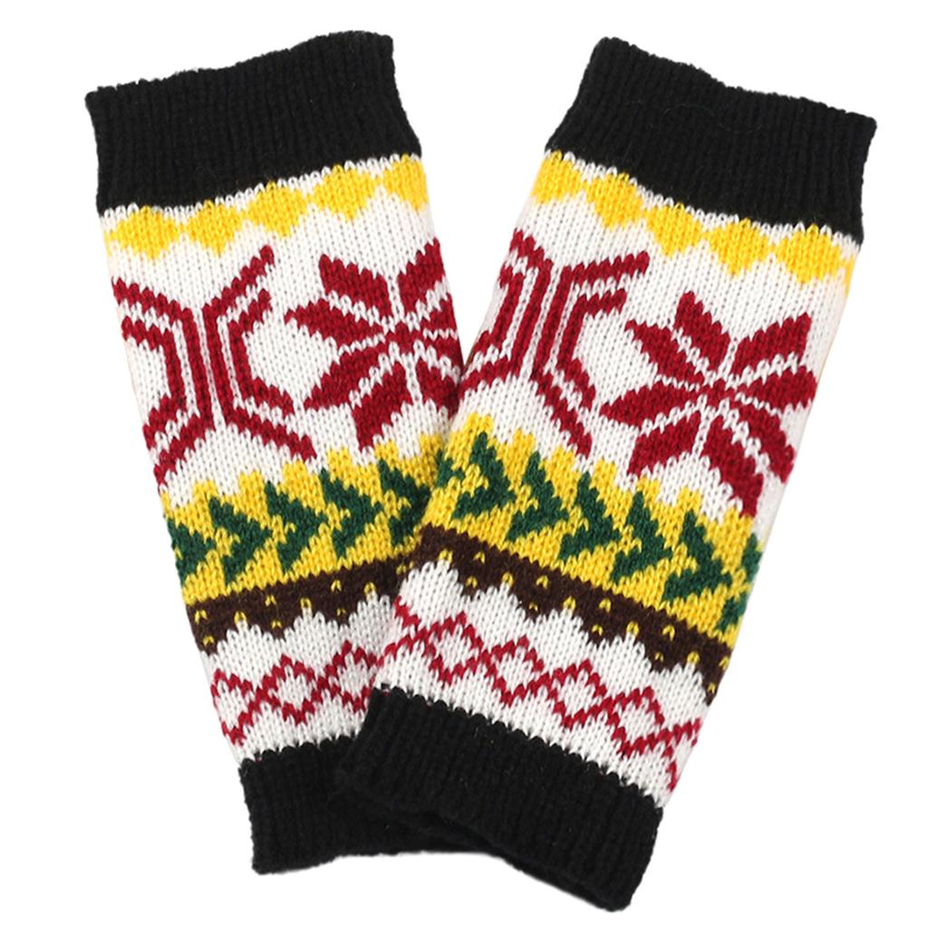 Christmas Pattern Mittens Stretchy Hand Gloves Female Winter Autumn Oversleeves Fingerless Gloves for Outdoor Activity